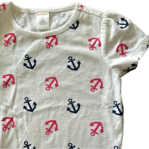 GYMBOREE EUC GIRLS WHITE TOP SHIRT TSHIRT NAUTICAL FALL CASUAL PINK BLUE SZ 6 - Picture 2 of 4